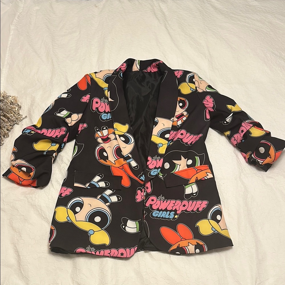 Cartoon Network Black and Pink Blazer with Cartoon Print